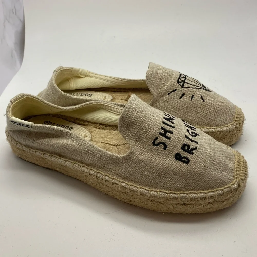 Soludos x‎ Marc John Beige Cream  Flat Slip-on  Espadrilles women’s size 5